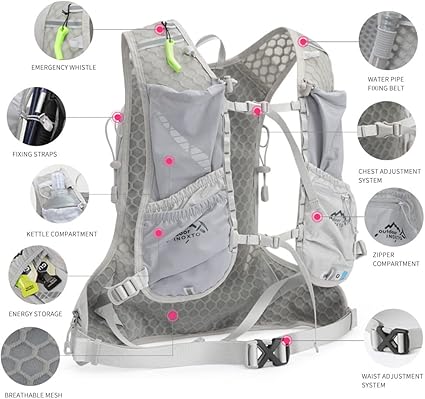 IX INOXTO Running Hydration Vest for Men Women Water Backpack for Running 3L Running Hydration Pack for Trail Running Marathon Race Hiking