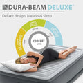 Intex Twin Size Air Mattress, 18in Height, Built-in Pump, Dura-Beam Deluxe Comfort-Plush - Portable Inflatable Blow-up Bed for Camping, Travel, Guests