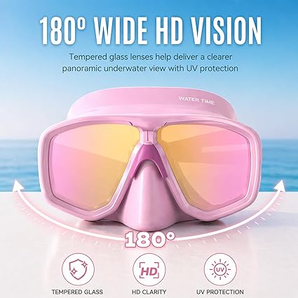 WATERTIME Snorkeling Gear for Adults, Dry Top Snorkel Set with Anti-Fog Panoramic Diving Mask & Waterproof Design, Adult Snorkel Mask for Snorkeling and Scuba Diving