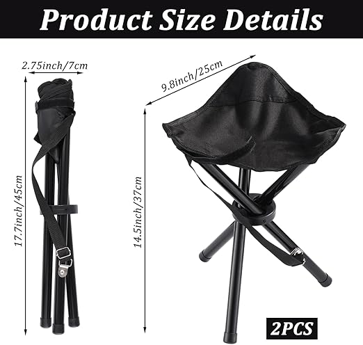 Travel Chair Slacker Tripod Chair for Camping, Lightweight Chair, Adjustable Carry Strap for Easy Transport | Oversized Duck Feet for Improved Stability | Perfect for Outdoor Adventures (Black)