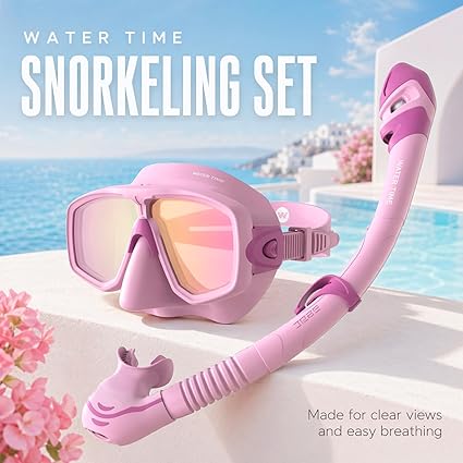 WATERTIME Snorkeling Gear for Adults, Dry Top Snorkel Set with Anti-Fog Panoramic Diving Mask & Waterproof Design, Adult Snorkel Mask for Snorkeling and Scuba Diving